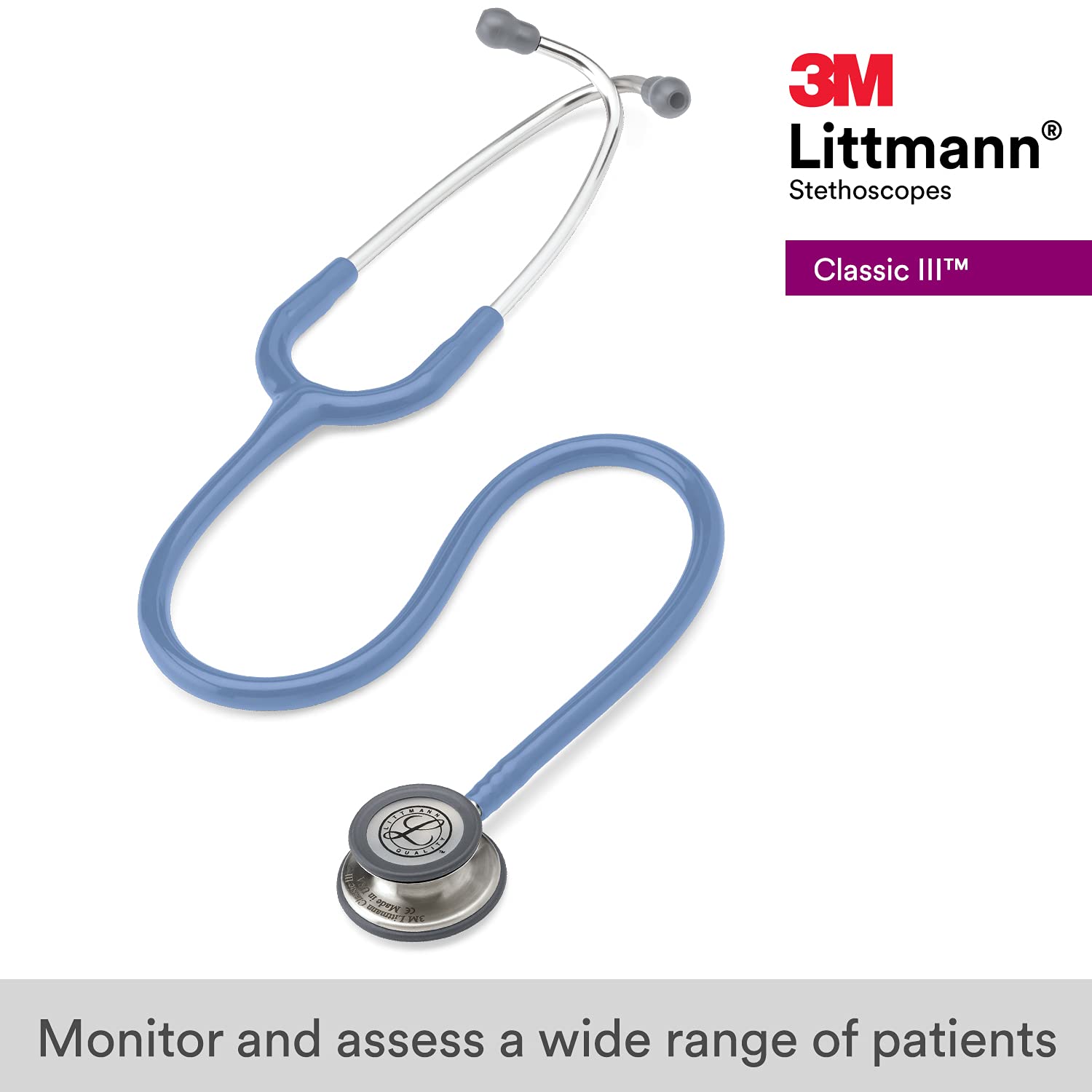 3M™ Littmann® Classic III™ Monitoring Stethoscope, Ceil Blue Tube, 27 in, 5630 3M™ Littmann® Classic III™ Monitoring Stethoscope, Ceil Blue Tube, 27 in, 5630